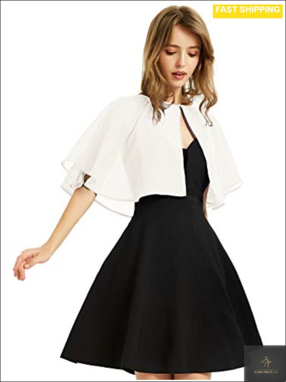 Chiffon Shawl Wrap for Evening Dress Women One Size Button Neck